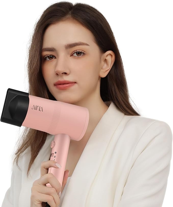 AINA Hair Dryer with Diffuser, Blow Dryer for Women | Advanced Ionic Technology, Ceramic Coating | Cold Shot Features Turbo Heat for Fast Drying and Shine 110V/ALCI (Babe Pink)
