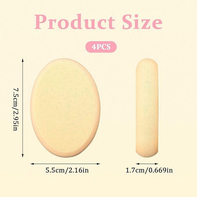 TIESOME 4 Pack Oval Make up Sponges, Foundation Applicator Sponge Professional Air Cushion Puff Make Up Applicator for Blending Eye Foundation Blush Application Dry and Wet