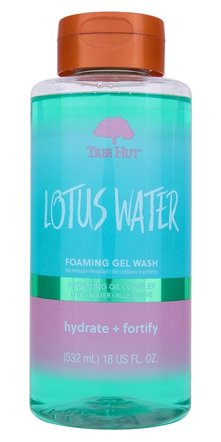 Tree Hut Lotus Water Foaming Gel Wash, Hydrating & Moisturizing Body Wash with Shea Butter & Nourishing Essential Oils, Daily Cleanser for Soft Smooth Skin, 18 fl oz