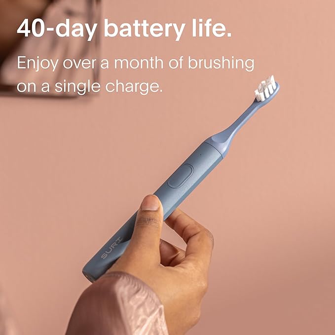 SURI 1.0 Sonic Electric Toothbrush | 1 Month+ Battery | Designed in California | Electric Toothbrush for Adults | Travel Toothbrushes | Tooth Brush | Blue