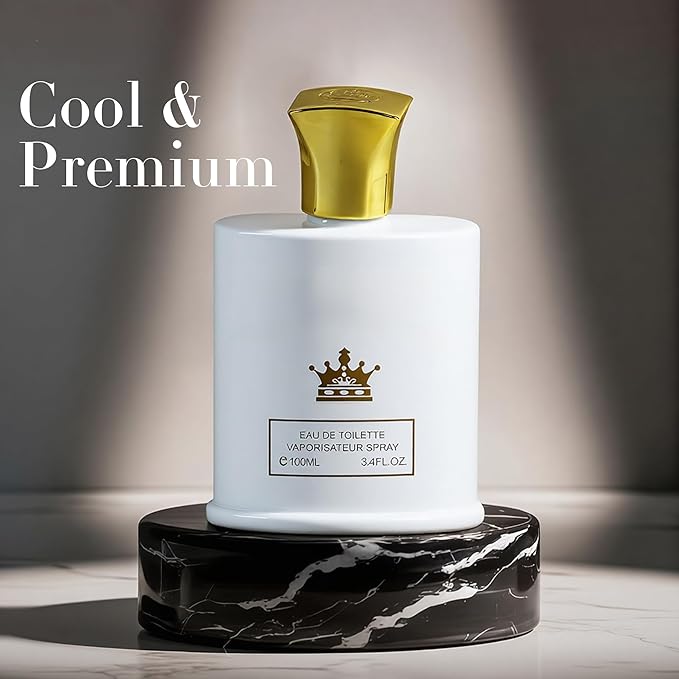King-D White Long-Lasting Cologne for Men | Citrus, Aromatic & Woody Scent | Eau de Toilette 100ml Spray | Day to Night Fragrance