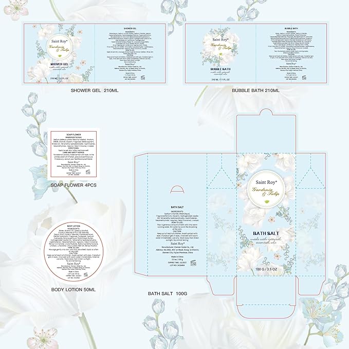 Christmas Gifts for Women, Spa Gift Baskets for Ladies 8pcs Gardenia Tulip Bath Gift Sets with Body Lotion, Spa Gifts for Mother Luxury Spa Gift Basket for Women, Relaxing Spa Birthday Gifts