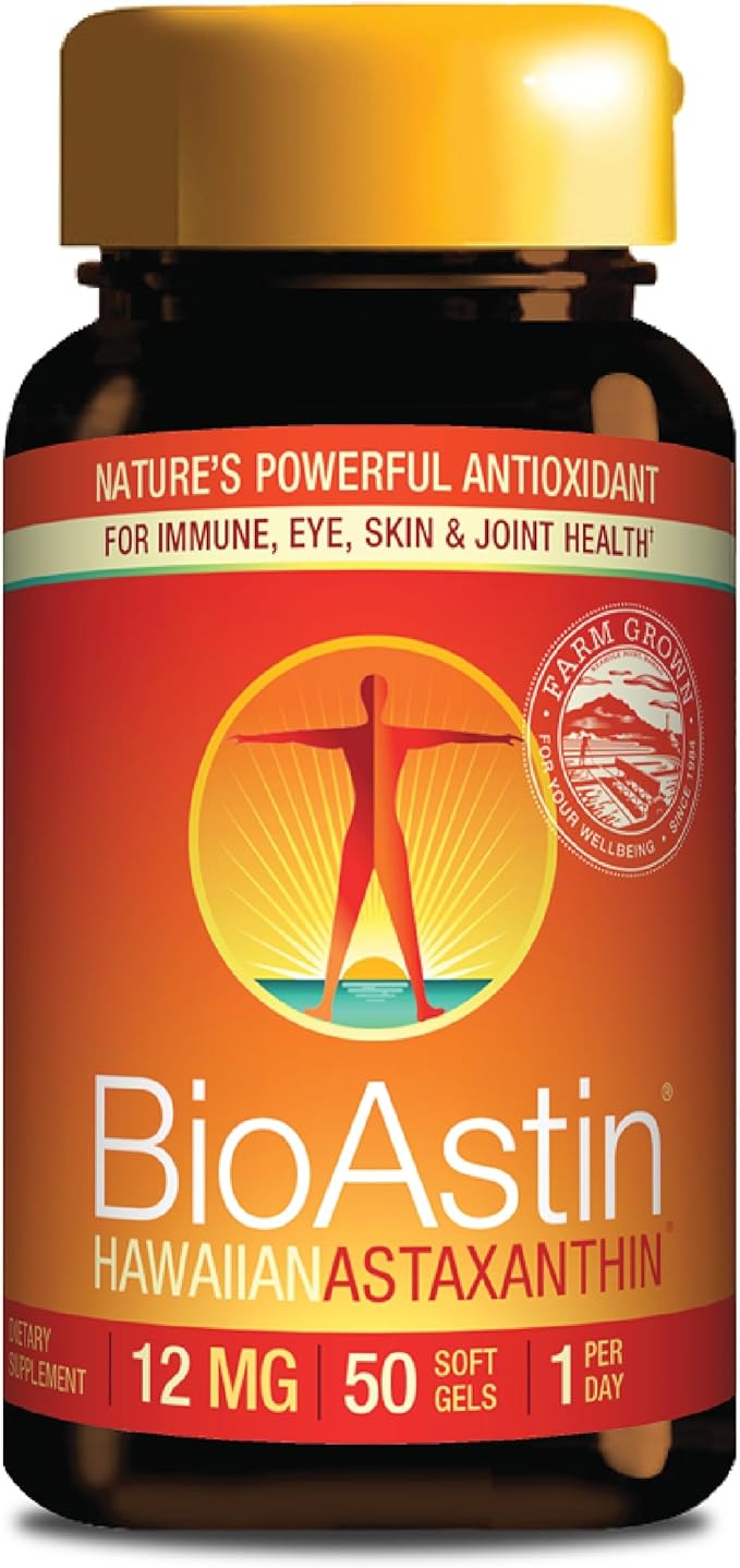 Nutrex Hawaii BioAstin Hawaiian Astaxanthin - 12mg, 50 Softgels - Farm-Direct Premium Antioxidant Supplement to Support Eye, Skin, Joint & Immune System Health - Non-GMO & Gluten-Free