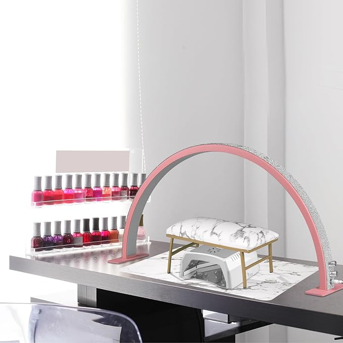 IMENE 29in Half Moon Lamp, 3000-6000k LED Manicure Light for Nail Desk, Perfect for Table Pink