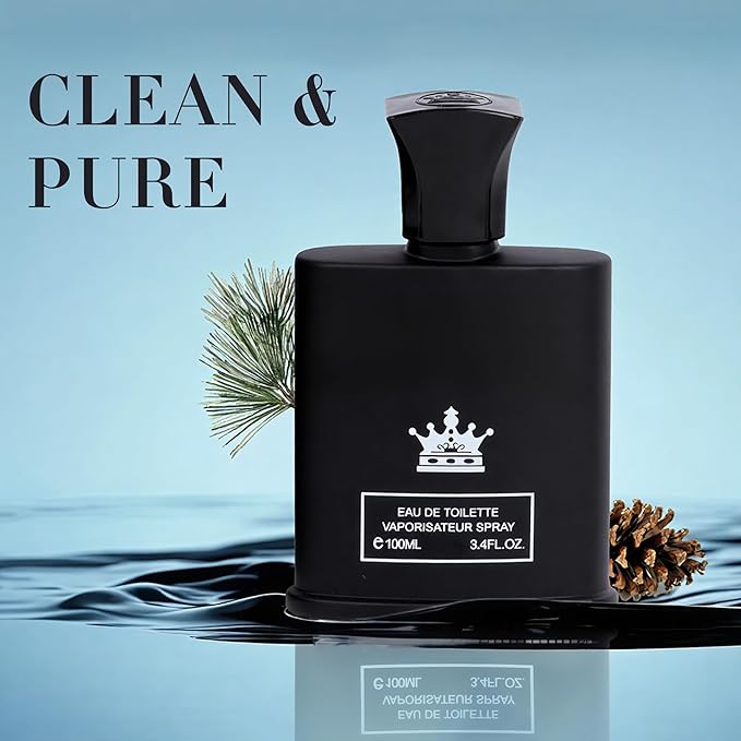 King-D Black Long-Lasting Cologne for Men | Lemon, Violet Leaves, & Sandalwood Scent | Eau de Toilette 100ml Spray | Day to Night Fragrance