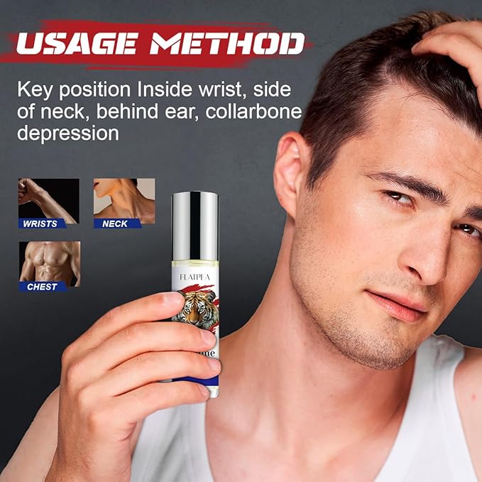 Pheromone-Infused Men's Roll On Perfume - Woody Musk Fragrance for Attraction & Confidence - Long Lasting Essential Oil Rollerball - 10ml Travel-Friendly Scent