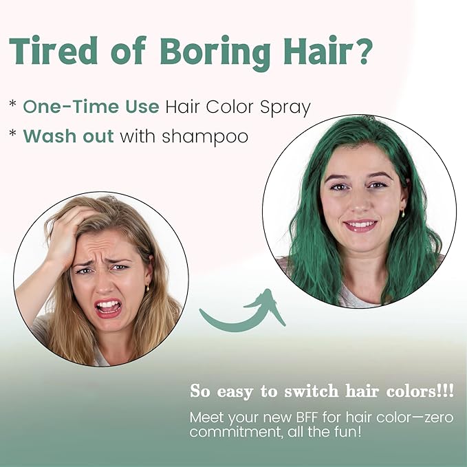 Hair Color Spray, Temporary Hair Dye for Women & Men, Vibrant Colors Hair Wax Gray Hair Cover for Party, Halloween, Cosplay (Emerald Green, 120 ML)