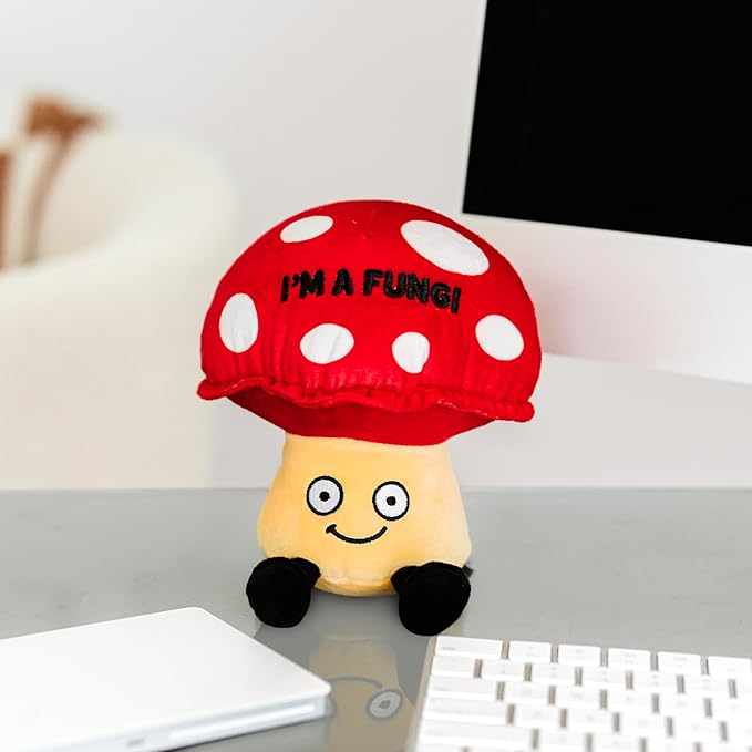 Punchkins Mushroom Plushie - I'm A Fungi Punny Mushroom Plush, Gift for Food Lovers, Cute Food Plush Toy for Gifting