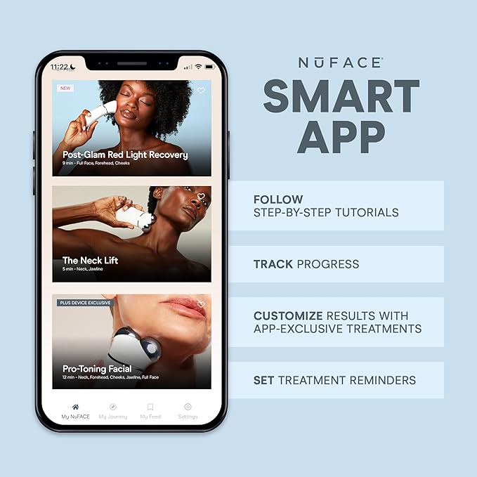 NuFACE Trinity+ Microcurrent Facial Device + LED Red Light Wrinkle Reducer Attachment - FDA Cleared Skin Tightening Device + Microcurrent Gel Activator & Silk Creme