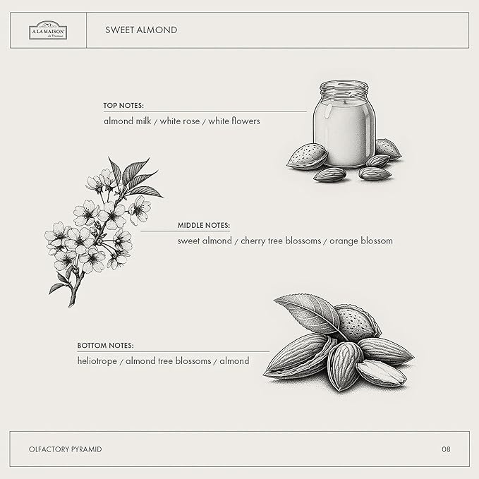 A LA MAISON French Hydrating Liquid Body Wash, Sweet Almond - Natural Body Wash Made with Essential Oils - Biodegradable, Plant-Based, Vegan, Cruelty-Free, Alcohol & Paraben Free (25.36 oz, 2 Pack)