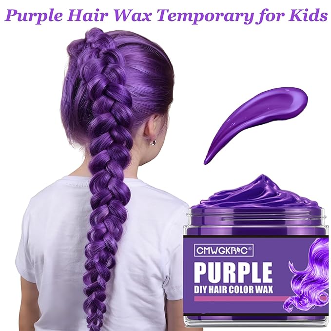 4 Colors Temporary Hair Color,Stocking Stuffers for Kids,Christmas Gifts for Teens Boys Girls,Gifts for Kids,Purple Green Blue Pink Hair Dye Color Wax,Temporary Hair Dye for Party,Halloween,Cosplay