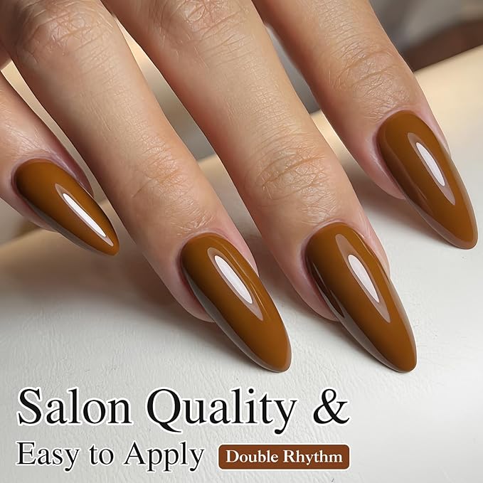 Double Rhythm 15ML Gel Polish Pure Sheer Same Color Same Bottle Soak Off Gel Polish Art Manicure Salon DIY at Home for Women (Brown-A1444)