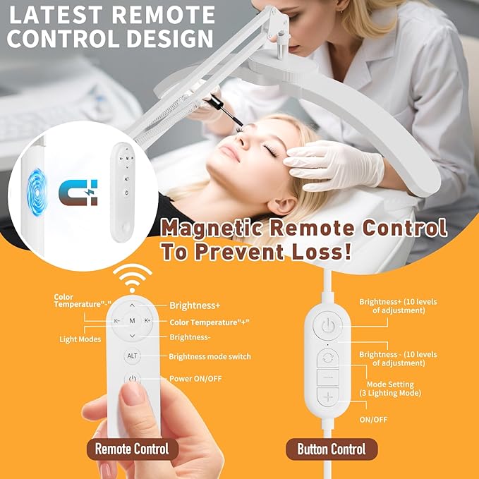 2-in-1 Lash Light for Eyelash Tech, Foldable 2025 New Upgrad Esthetician Light, Half Moon Lamp for Tattoo Artists, Nail Extensions, Beauty - Adjustable Brightness Color & Rotating Arm(White)