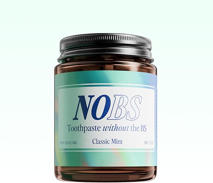 NOBS (No Bad Stuff) Toothpaste Tablets - Nano Hydroxyapatite, Fluoride & Plastic Free, Eco & Travel Friendly - Remineralize with NHA (3 Month)