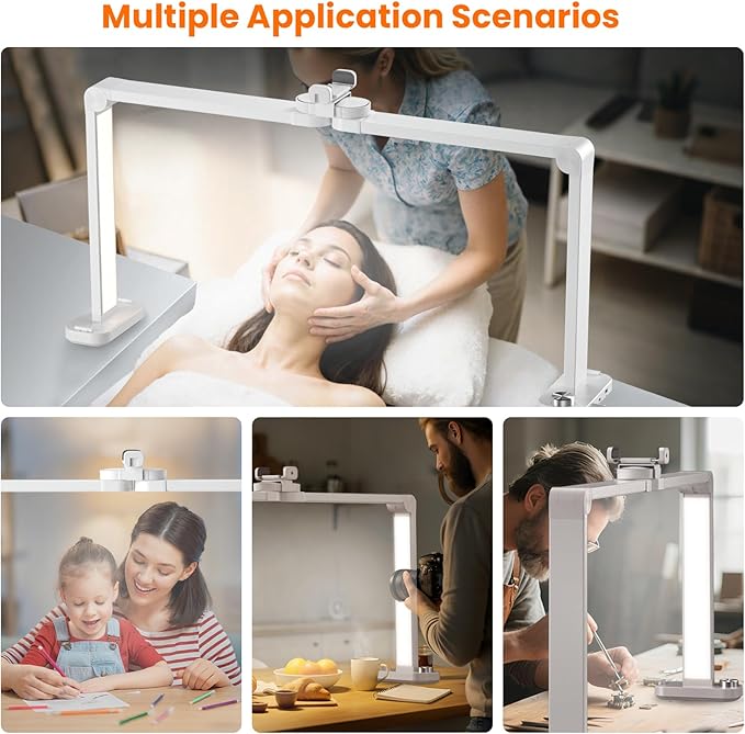 Nail Light for Desk,34 Inch 48W Half Moon Light-Adjustable 3000K-6000K Color Temp, 0-100% Brightness,Nails lamp with Phone Stand,for Nails Art,Tattoo,Eyebrow,Beauty,Reading,Salon