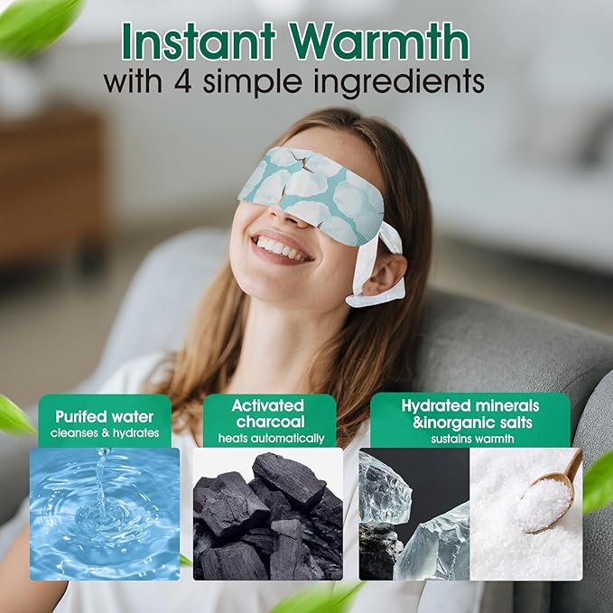 AROIC 60 Pack Steam Eye Masks Disposable for Dry Eyes, Heated Eye Mask Warm Compress for Eyes, Relaxation Gifts, Travel Essentials - Lavender, Unscented, Chamomile, Rose