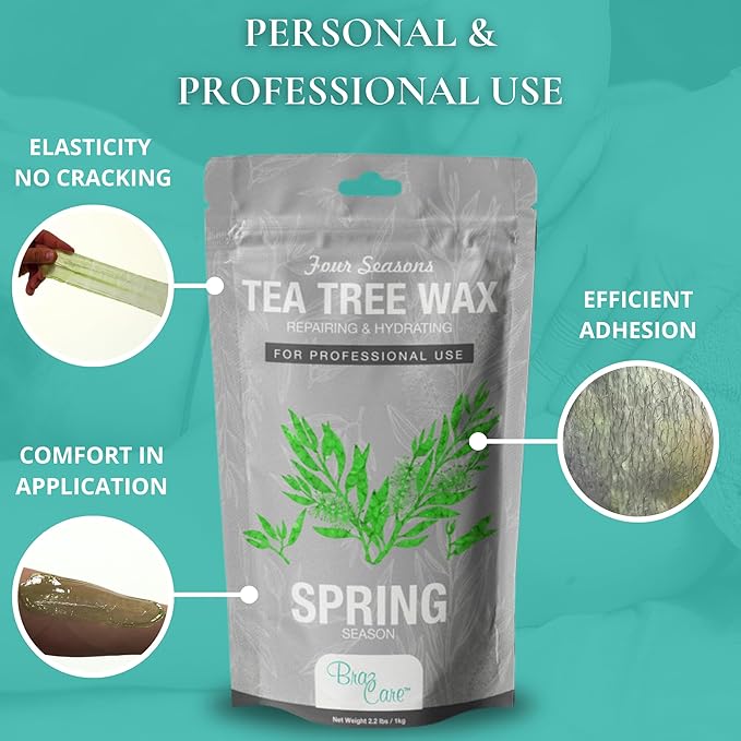 Professional Tea Tree Wax Case - 12 Pack Hard Wax for Sensitive Skin Hair Removal – Antiseptic Tea Tree Oil Infused – Salon Quality Stripless Wax for Face, Bikini, Brazilian – Bulk Waxing Supplies