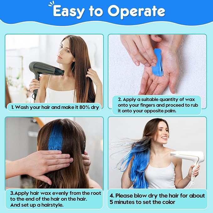 Blue Hair Color Wax - Temporary & Washable Hair Styling Mud Gel for Men, Women, Kids,For Halloween, Cosplay, Party, Crazy Hair Day & Children's Day