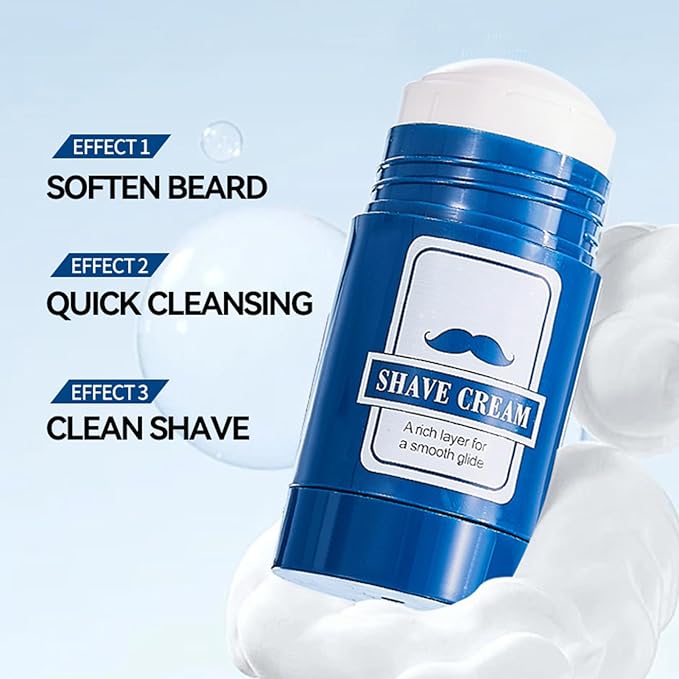 Shaving Cream - 40g Hydrating Shaving Cream, 2-in-1 Smooth Shave Balm Stick for Beard Grooming, Facial Hair Removal, Moisturizing and Gentle Formula for Sensitive Skin