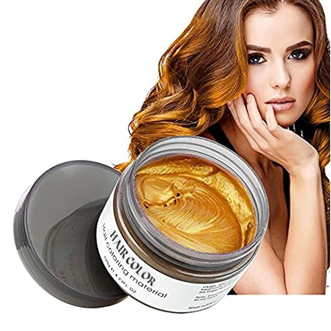Temporary Hair Color Wax, 4.23 Ounces Blonde Gold Hair Spray, Hair Color Spray, Natural Washable Hair Wax Color,Kids Temporary Hair Dye Clays for Christmas Parties,Role Playing,Cosplay,Halloween(Gold)