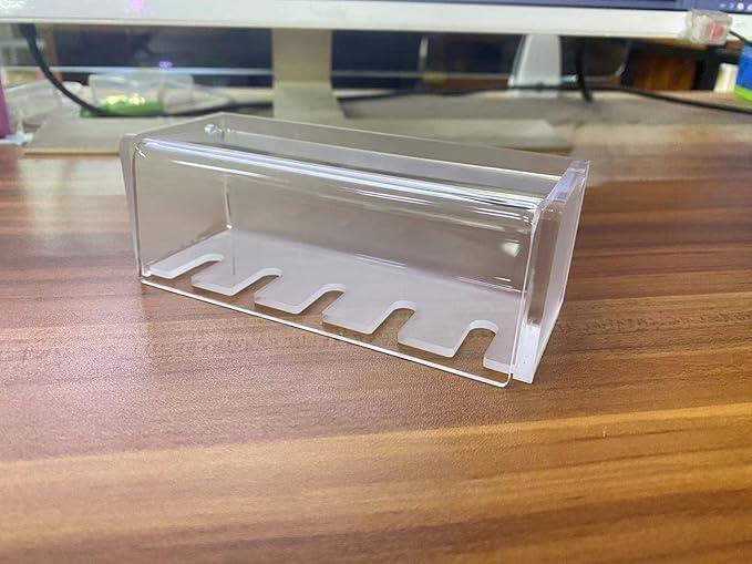 5 Slots Wall Mount Toothbrush Holder with Cover, Self Adhesive Toothbrush Storage Organizer for Shower, Toothbrush Hanger for Bathroom, Medicine Cabinet, Dorm (Frosted)