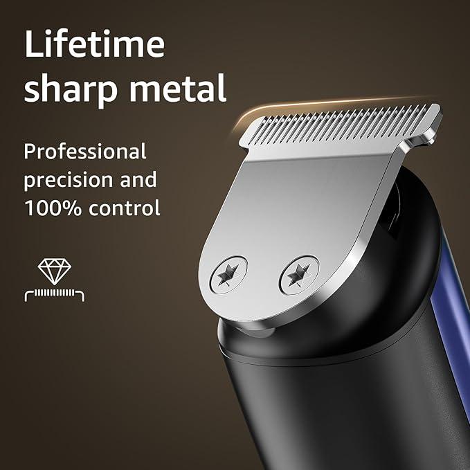 SHPAVVER Beard Trimmer for Men: Professional Barber Hair Clippers - 12-in-1 Cordless Grooming Kit - Waterproof Electric Razor with Turbo Speed & Precision Blades, Blue