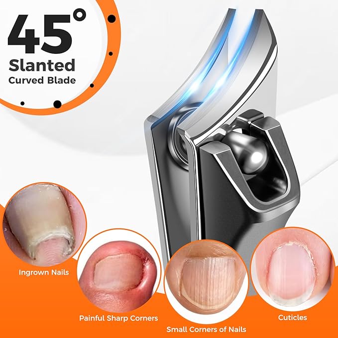 Toenail Clippers for Thick Toenails for Seniors, DRMODE Upgrade Slanted Curved Nail Clippers for Men Thick Ingrown Nails with Wide Opening, Heavy Duty Fingernail Toenail Clipper Cutter Trimmer