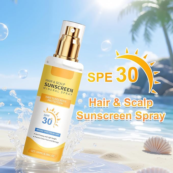 2PCS Ultimate Hair & Scalp Sunscreen Spray SPF 30, Weightless Non-Greasy Protection, UV Protection Spray for Color-Treated Hair, Scalp Sunblock Prevents Fading & Dryness, Beach & Pool Essentials