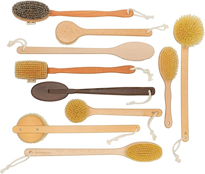REDECKER Extra Long Beechwood Bath Brush - Natural Pig Bristle Body Brush for Showering, Back Scrubbing, Exfoliating, Dry Brushing and Lymphatic Drainage - Perfect for Hard-to-Reach Areas