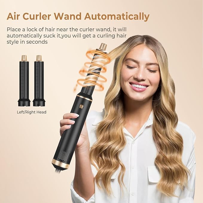 5 in 1 Hair Dryer Brush Set, Negative Ion Blow Dryer Brush Upgrade Hot Air Brush Air Styler Curling Wrap Air Curler, Curling Iron Hair Styling Tools As A Gift for Straight/Curl/Drying/Smoothing