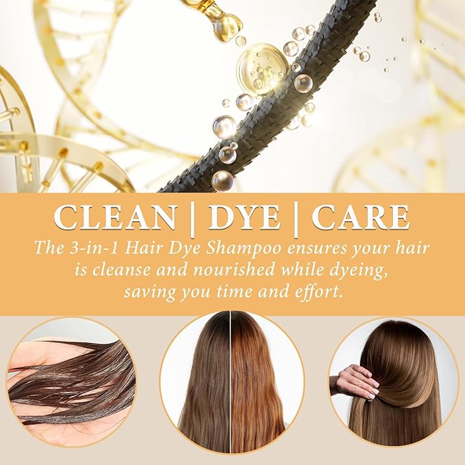 Blonde Brown Hair Dye Shampoo for Women & Men - 3-in-1 Hair Color & Care, Gentle Covers Gray Hair in Minutes, Easy At-Home Color Shampoo Hair Dye, Formulated for Color Treated Hair, 16.9 Fl Oz