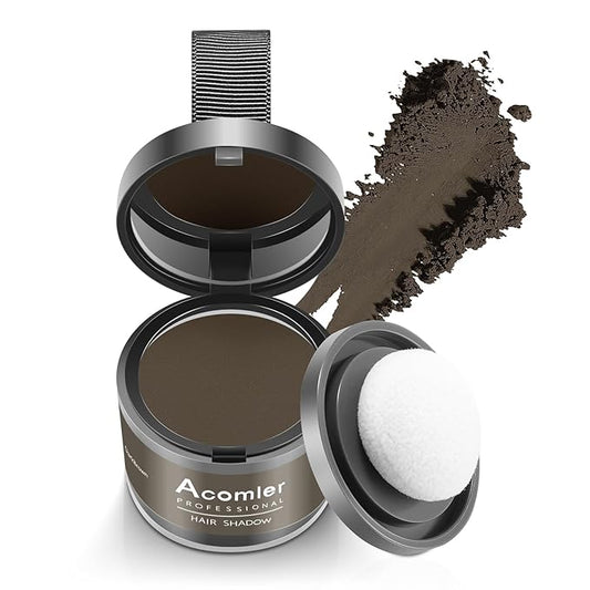 Acomler Instantly Root Touch Up Hair Color Hairline Shadow Powder,Root Cover Up,Dark Brown for Thinning Hair, Grey Hair Coverage Hair Powder for Women with Eyebrows,Beard Line,Bald Spots (Dark Brown)