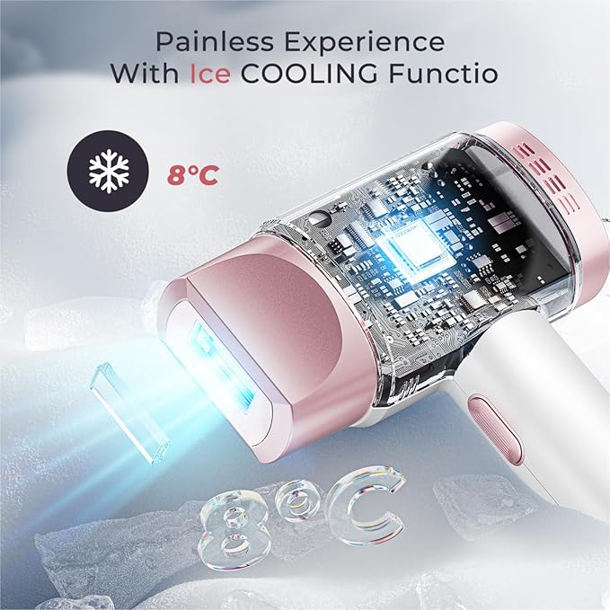 Laser Hair Removal for Women and Men, IPL with Ice-Cooling System for Nearly Painless And Long-Lasting Result At-Home Permanent Hair Removal Device 999999 Flashes for Whole Body Use