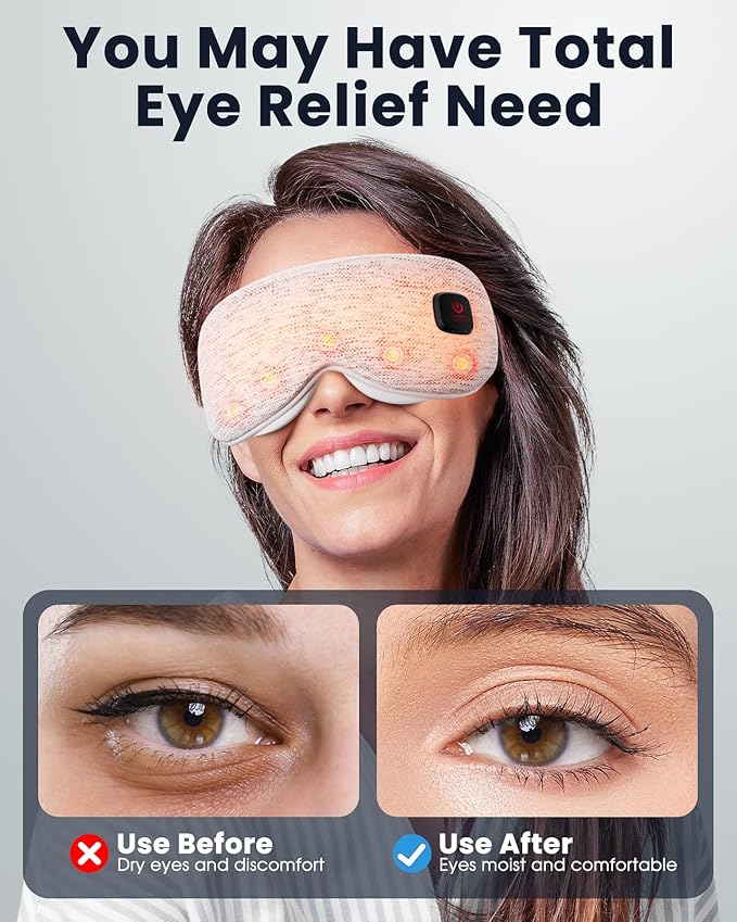 Heated Eye Mask - Cordless Eye Mask for Dry Eyes, FSA HSA Eligible, Eye Relief, Improved Sleep, Washable Eye Heating pad for Travel and with Replaceable Shell