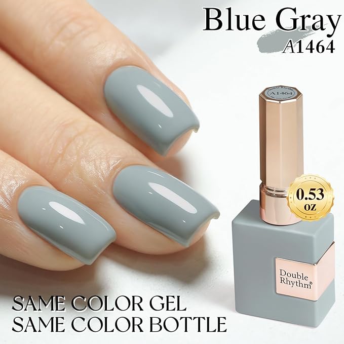 Double Rhythm 15ML Gel Polish Pure Sheer Same Color Same Bottle Soak Off Gel Polish Art Manicure Salon DIY at Home for Women (Milky Gray-A1464)
