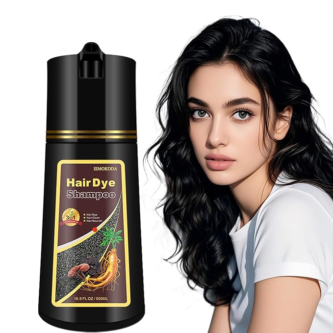 Fvquhvo Black Hair Dye Shampoo 3 in 1, Hair Color Shampoo for Women Men, Covers Gray in Minutes, Instant Black Hair Shampoo, Champu Para Canas, Easy to Use 16.90 Fl Oz
