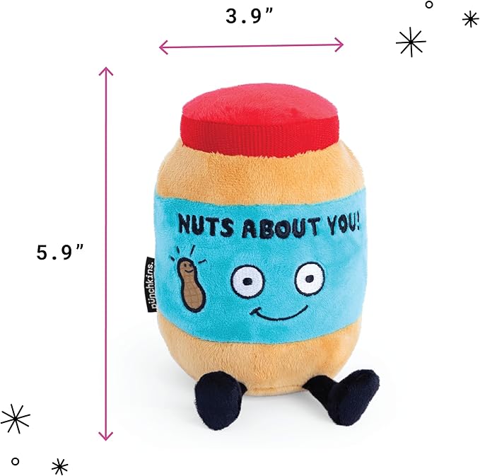 Punchkins Peanut Butter Plushie - Nuts About You Cute Peanut Butter Plush, Gift for Peanut Butter Fans, Food Plush Toy for Gifting