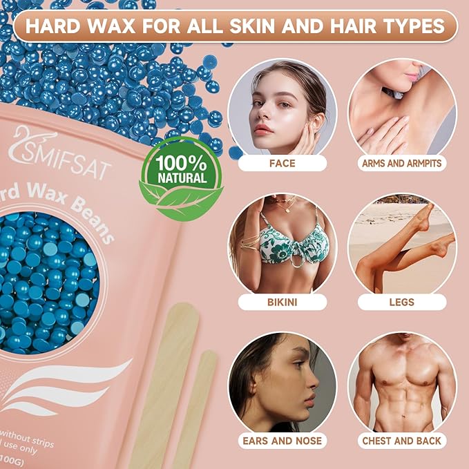 waxing kit for women, Digital Hard Wax Warmer with 4 Packs of Natural Wax Beans (14.1oz), Silicone Bowl and Waxing Accessories, Professional for Bikini, Face, Brazilian, Body and Home Salon - Pink