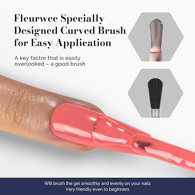 MelodySusie Fleurwee Plant Based Gel Nail Polish, 2 Pcs Hema Free Gel Polish Milky White and Coral Orange Nail Polish 21 Non Toxic Long Lasting Nail Art Salon DIY Manicure at Home Gift for Women