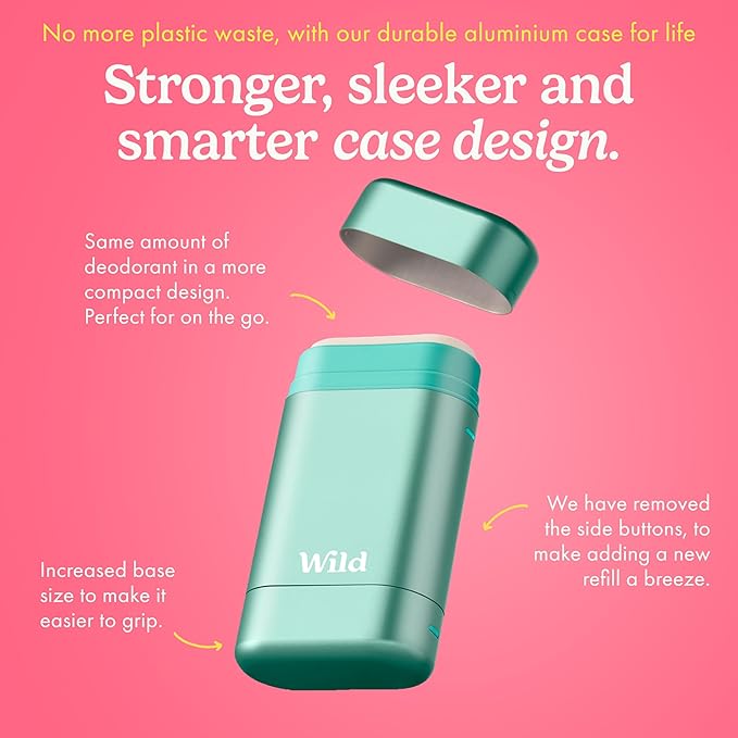 Wild - Aqua Case with Refill Variety Pack - Refillable Deodorant - Aluminum Free - Includes Fresh Cotton & Sea Salt, Cherry Blossom and Coconut & Vanilla Scents - Vegan