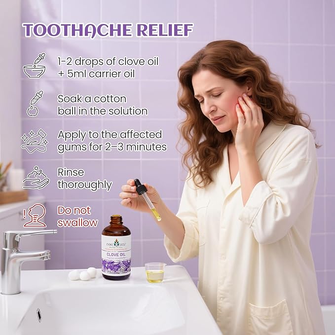 EVOKE OCCU Clove Oil for Teeth and Gums - Oral Care, Toothache Relief & Fresh Breath - DIY Mouthwash - 4 Fl Oz