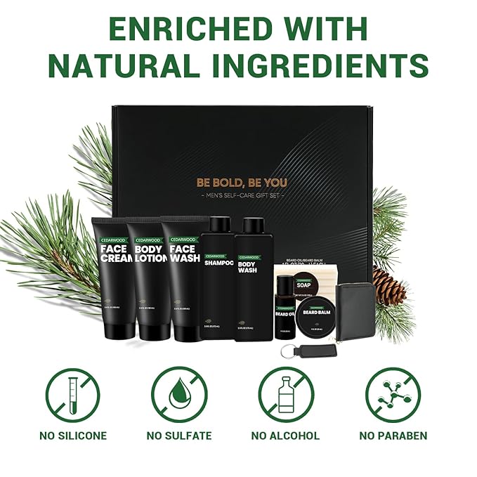 Rinse & Robust Beard Kit for Men, Christmas Gifts for Men, Sandalwood Beard Oil Gift Sets, Birthday Gifts Mens Stocking Stuffers for Dad Boyfriend Husband Valentines, Holiday Grooming Gift Set