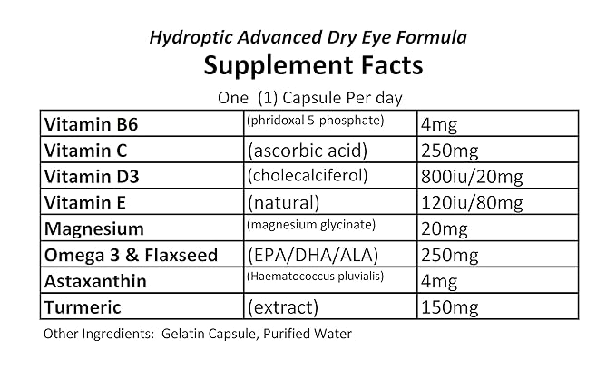 ADVANCED THERACEUTICALS Hydroptic Advanced Dry Eye Formula One-Per-Day 90-Day Supply - Supports Eye Nutrition & Tear Film with Astaxanthin, Omega-3, Vitamins - Areds 2