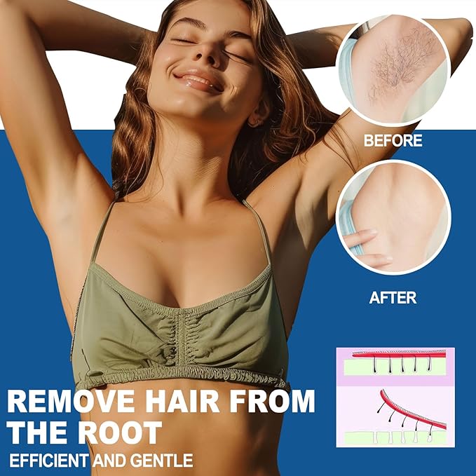 Hard Wax Beads for Sensitive Skin, 2lb Unscented Spa Waxing Beads at Home for Brazilian Waxing, Professional Bluk Wax Beans Hair Removal for Body, Bikini, Legs, Facial, Easy Use, Blue