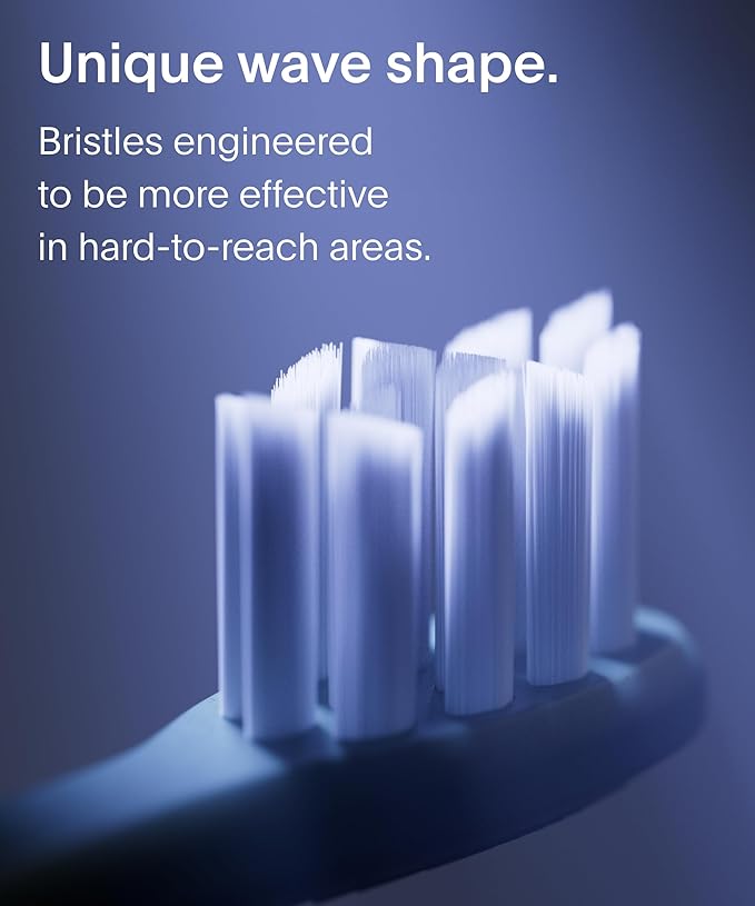 SURI Recyclable Plant-Based, Electric Toothbrush Heads - Built-in Tongue Scraper, Long Lasting Replacement Heads | Compatible Only Sonic Electric Toothbrush - Sea Mist, Pack of 3