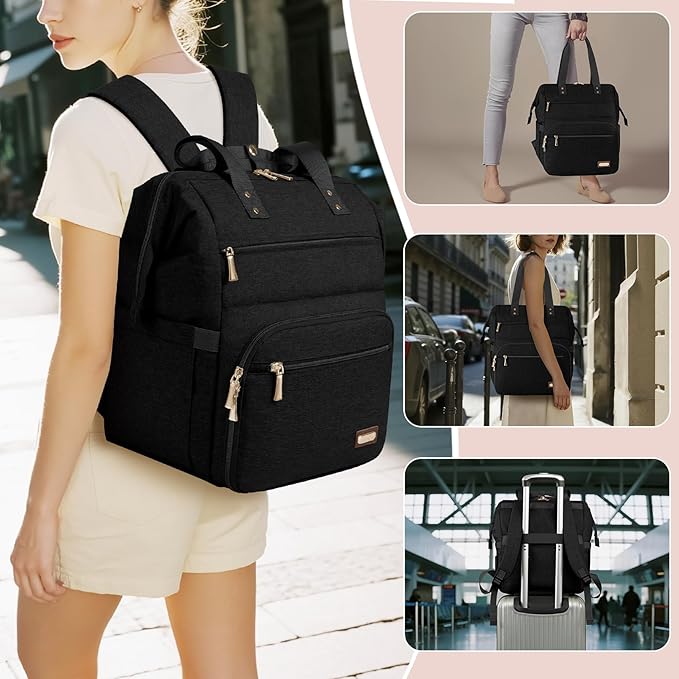 LTINVECK Nail Polish Organizer Case Backpack Holds 70 Bottles (15ml/0.5fl.oz)& Nail Lamp, 2 Layers Detachable Nail Kit Storage Case, Large Travel Nail Supplies Shoulder Bag for Manicure Tools (black)