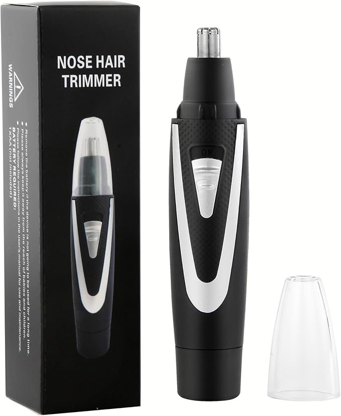 Ear and Nose Hair Trimmer Clippers: 2025 Professional Painless Eyebrow & Facial Hair Trimmers Remover for Men Women, Battery Operated Nasal Clipper, Dual Edge Waterproof Blades for Easy Clean, Black