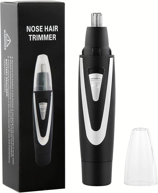 Ear and Nose Hair Trimmer Clippers: 2025 Professional Painless Eyebrow & Facial Hair Trimmers Remover for Men Women, Battery Operated Nasal Clipper, Dual Edge Waterproof Blades for Easy Clean, Black