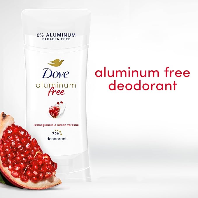 Dove Aluminum Free Deodorant for Women 4 Count Pomegranate and Lemon Verbena 72 hour odor protection 2.6 oz