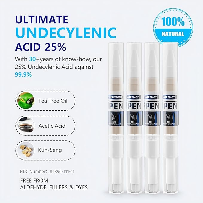 iKeener Toe Nail Fungus Treatment Pen - 25% Undecylenic Acid, Tea Tree Oil Extra Strength for Toenails and Fingernails, 0.4 Fl Oz (Pack of 4)
